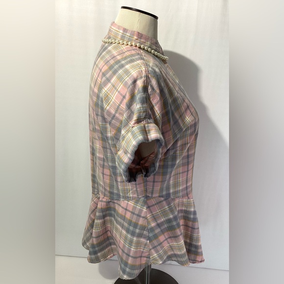 Lauren Ralph Lauren Woman’s Blouse Top Buttons Size M Asymmetrical Bottom - Picture 5 of 11